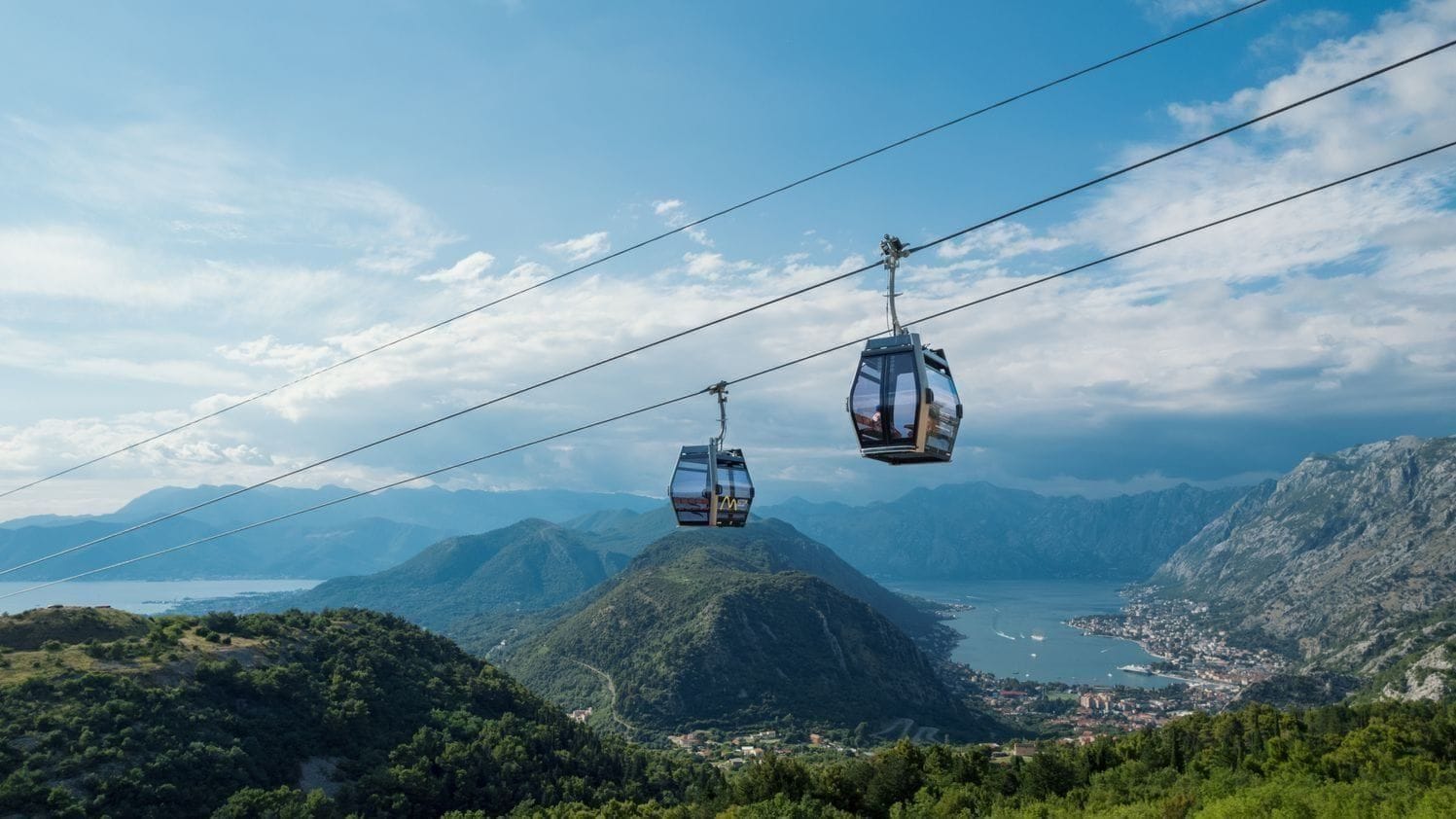 Cable car and bay view