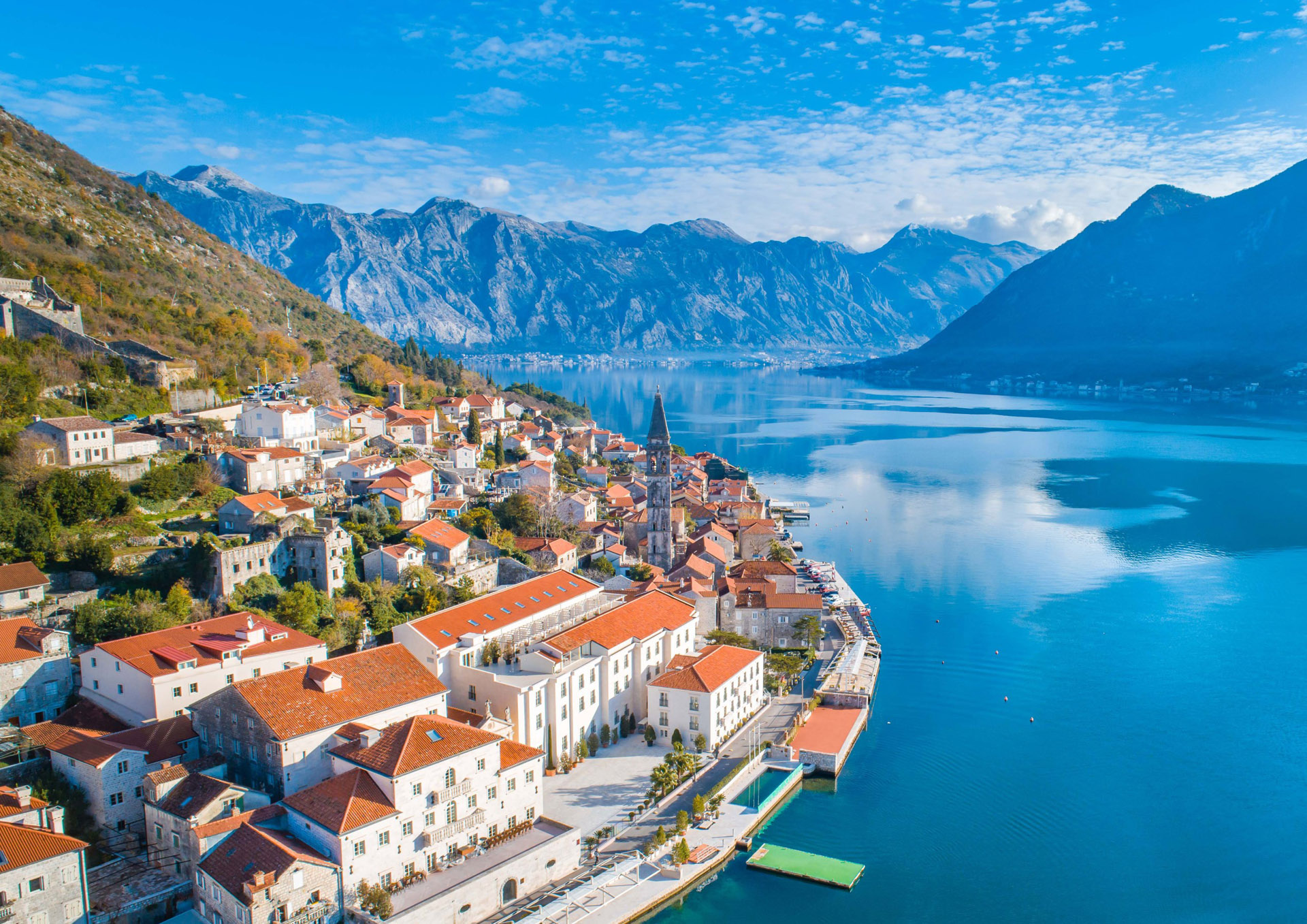 Historic Perast town from the water